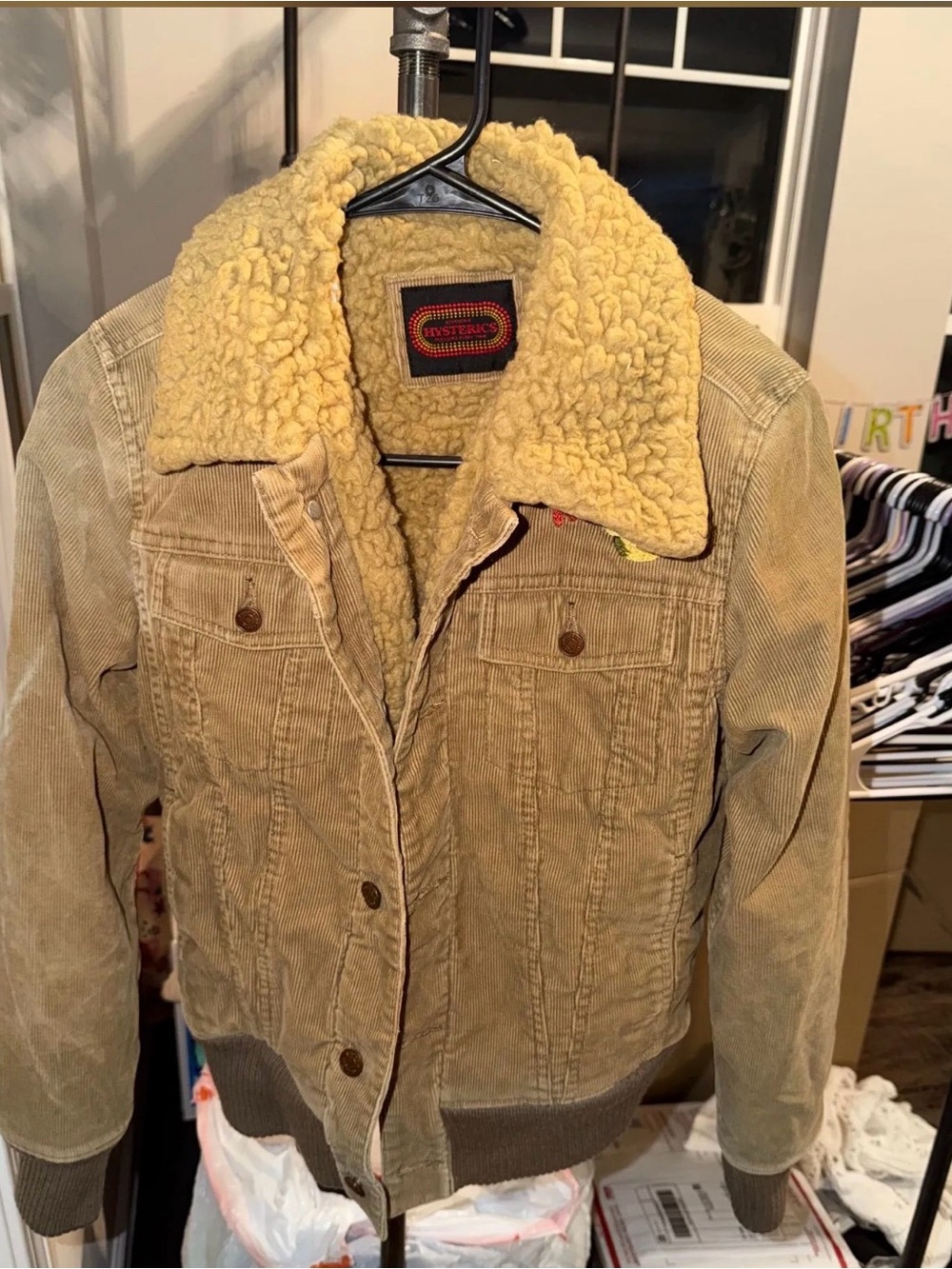 Hysterics Glamour- Sherpa lined embroidered corduroy jacket